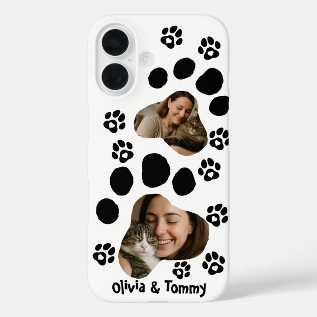 Personalisierter Cat Paw Print Foto Telefoncase iPhone 16 Hülle (Rückseite)