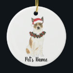 Personalisierter Cattledog Heeler (rot & weiß) Keramik Ornament<br><div class="desc">Machen Sie die schöne Liste in diesem Jahr mit einem Ornament Ihrer Lieblings-kleine Elf! Für die süßesten Geschenke,  paaren Sie es mit einem passenden Kunstdruck oder einem anderen Artikel aus meiner Sammlung!</div>