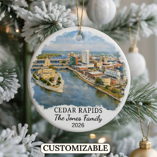 Personalisierter Cedar Rapids-Schmuck, Individuell Keramik Ornament