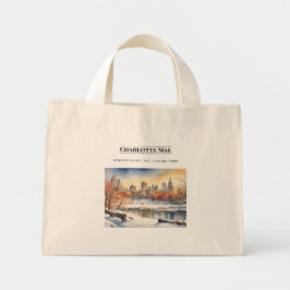 Personalisierter Central Park Snow Scene Tote Bag Mini Stoffbeutel