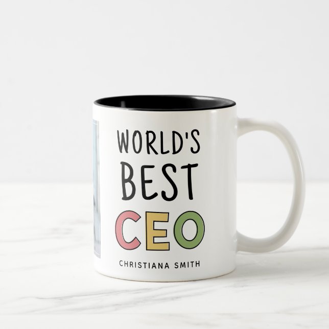 Personalisierter CEO von Foto World Zweifarbige Tasse (Rechts)