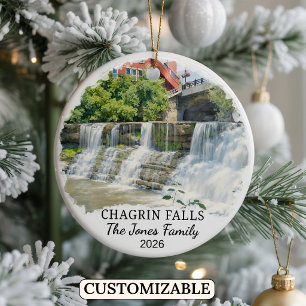 Personalisierter Chagrin Falls Weihnachtsschmuck, Keramik Ornament