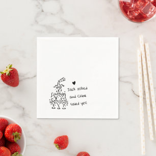 Personalisierter Champagner-Glas-Turm-Hochzeitsser Serviette