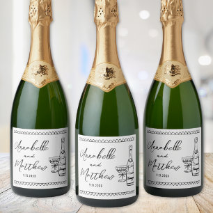 Personalisierter Champagner Handgemalte Hochzeit
