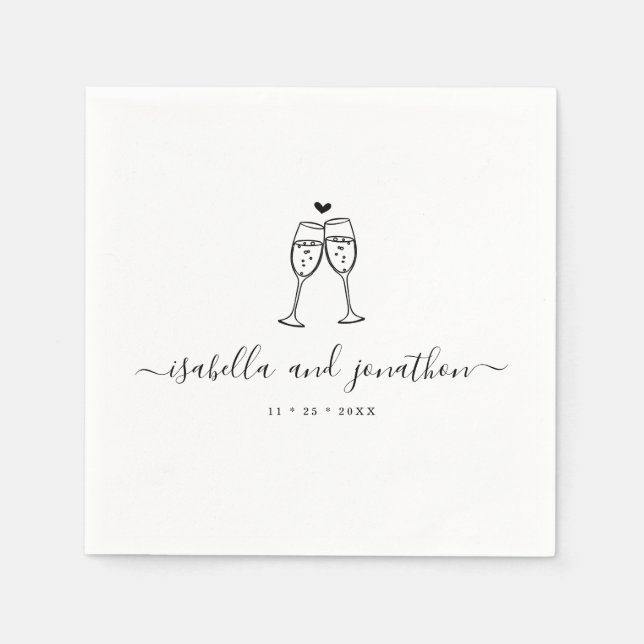 Personalisierter Champagner Toast Napkins Serviette (Vorderseite)