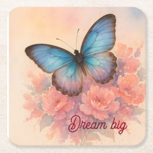 Personalisierter Charme Wasserfarbe Rosa Blume Chi Rechteckiger Pappuntersetzer