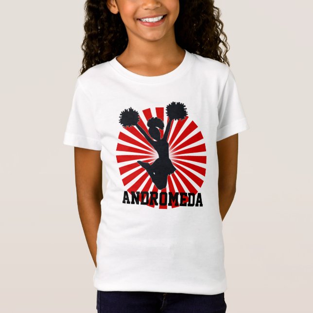 Personalisierter Cheerleader in Red Sunburst T-Shirt (Vorderseite)