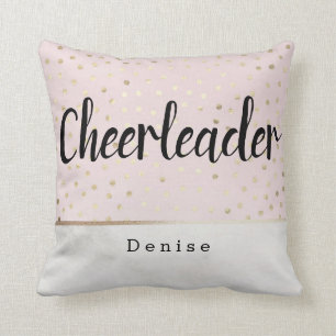 Personalisierter Cheerleader Pink Gold & Marmor Pu Kissen