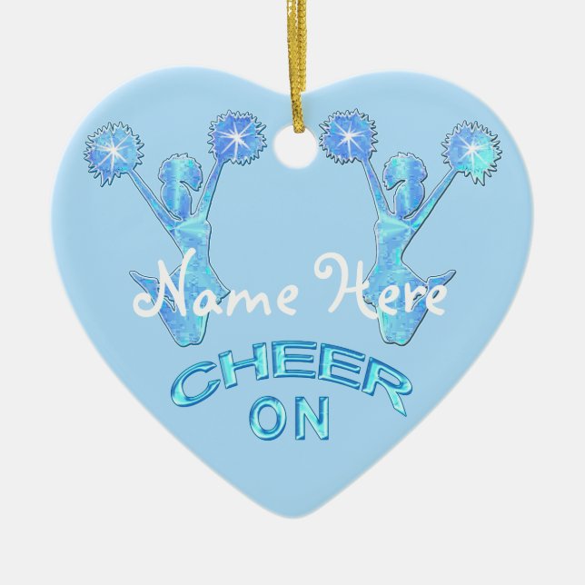 Personalisierter Cheerleader-Verzierung NAME Keramik Ornament (Vorne)