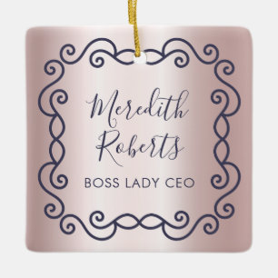 Personalisierter Chef der Boss Lady Blush Metallic Keramikornament