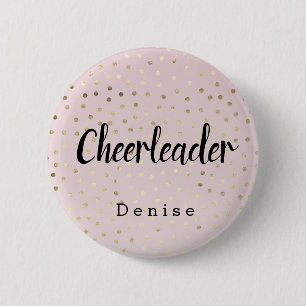 Personalisierter Chefin Pink Gold Polka Dots Button