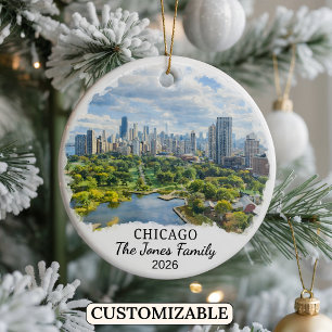 Personalisierter Chicago-Schmuck, Individuelles Il Keramik Ornament