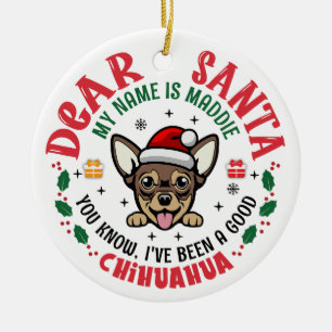 Personalisierter Chihuahua Dog Weihnachtsbaum Rund Keramik Ornament