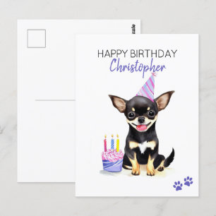 Personalisierter Chihuahua-Hund zum Geburtstag  Postkarte