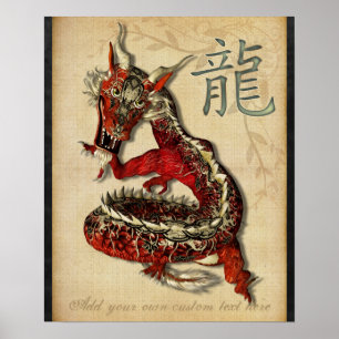 Personalisierter chinesischer Roter Drache Poster