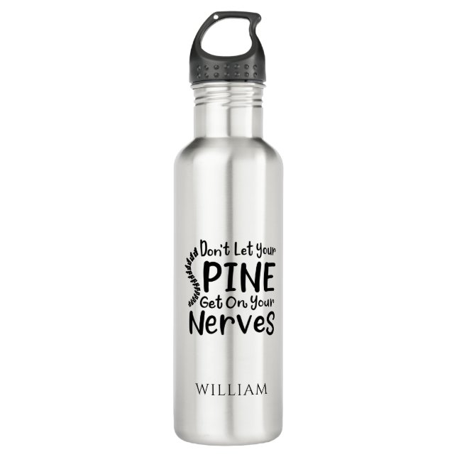 Personalisierter Chiropraktor Lasse keine Wirbelsä Edelstahlflasche (Vorderseite)