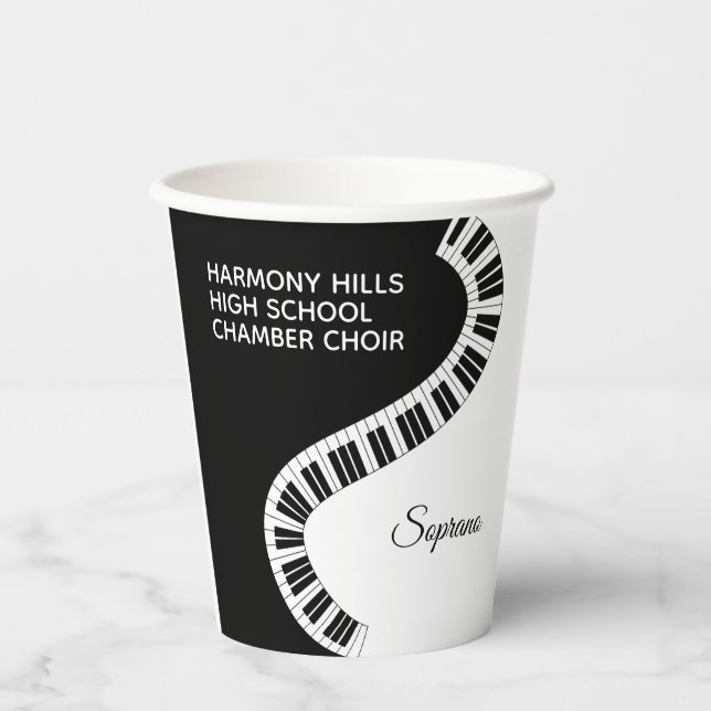 Personalisierter Chor Name Piano Music Singer Pappbecher (Vorderseite)