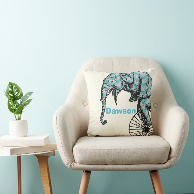 Personalisierter Circus-Elefant des neuen Babyjung Kissen (Stuhl )