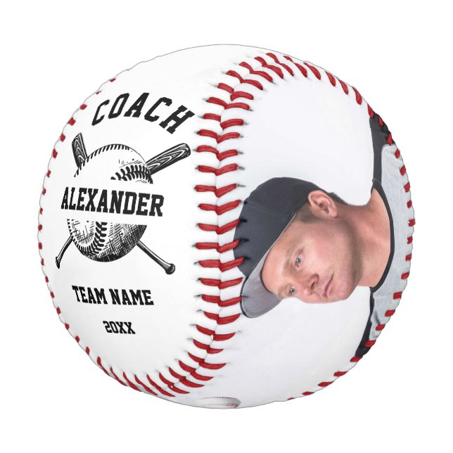 Personalisierter Coach mit 2 Foto- und Teamnamen Baseball (Schrägansicht)