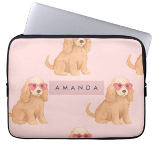 Personalisierter Cocker Spaniel Hund mit Brille Laptopschutzhülle