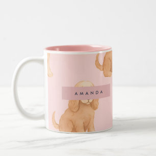 Personalisierter Cocker Spaniel Hund mit Brille Zweifarbige Tasse