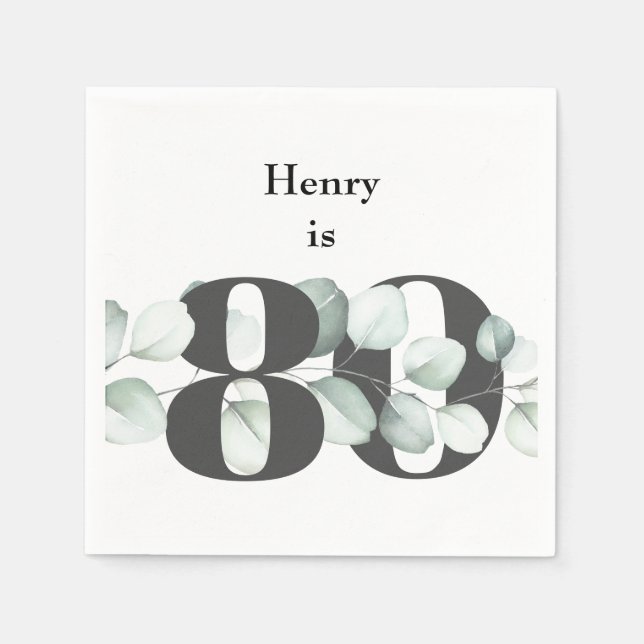 personalisierter Cocktail Napkins zum 80. Geburtst Serviette (Vorderseite)
