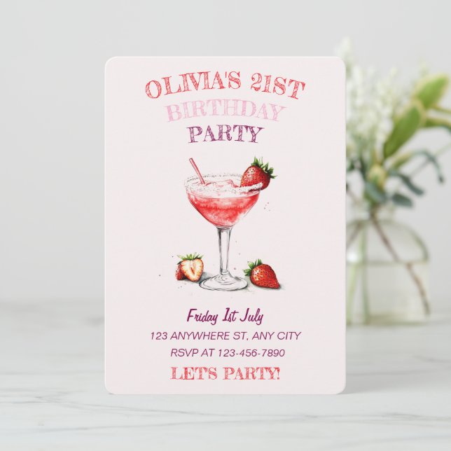 Personalisierter Cocktail zum Geburtstag Einladung (Stehend Vorderseite)