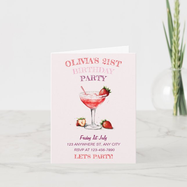 Personalisierter Cocktail zum Geburtstag Einladung (Vorderseite)