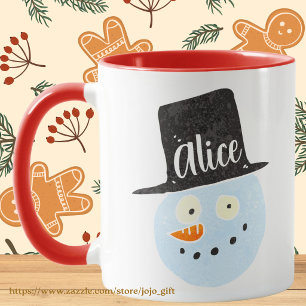 Personalisierter cooler Grafik-Schneemann lächelnd Tasse