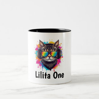 Personalisierter cooler Katzentasse mit Sonnenbril Zweifarbige Tasse