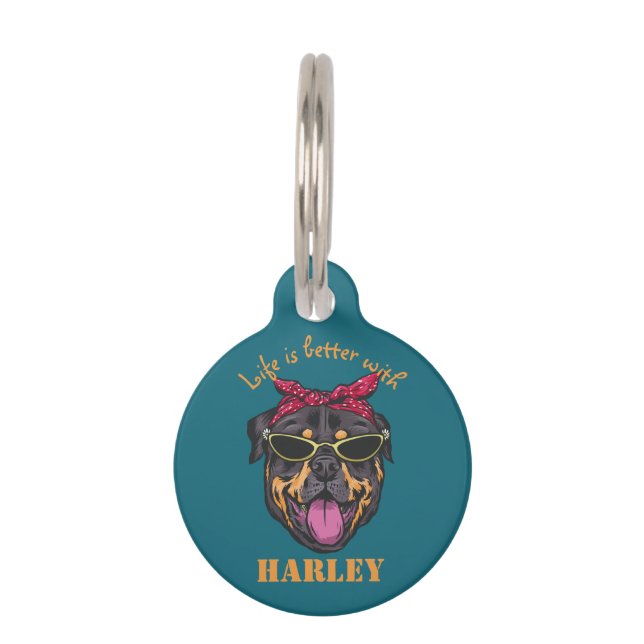 Personalisierter Cooler Rottweiler Hund Lover Indi Haustiermarke (Vorderseite)