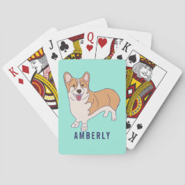 Personalisierter Corgi Hund Minze Green Spielkarten
