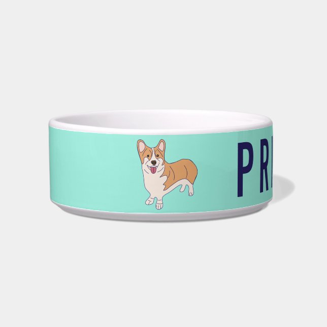 Personalisierter Corgi Hund Minze Grüne Lebensmitt Napf (Links)