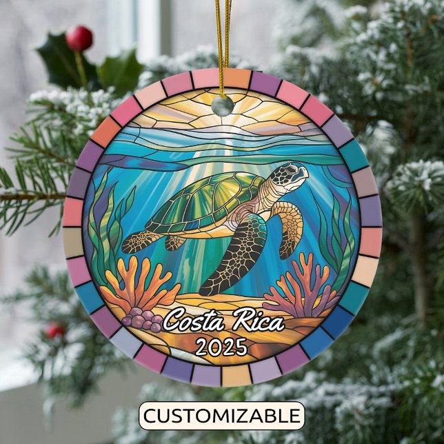 Personalisierter Costa Rica-Ornament, Meeresschild Keramik Ornament (Von Creator hochgeladen)