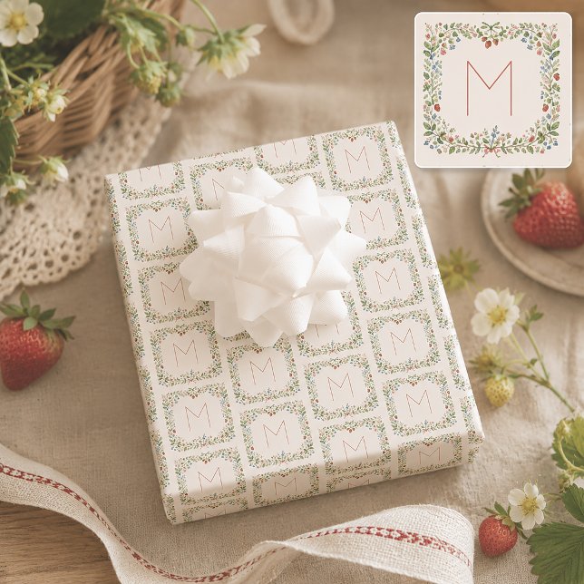 Personalisierter Cottagecore Anfangsbuchstabe Geschenkpapier Set (Cottagecore Monogram Gift Wrap)
