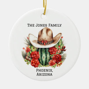 Personalisierter Country/Western-Weihnachts-Cowboy Keramik Ornament