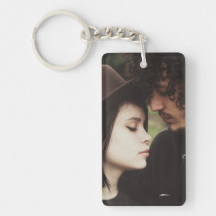 Personalisierter Couple-Foto-Rectangle-Schlüsselan Schlüsselanhänger