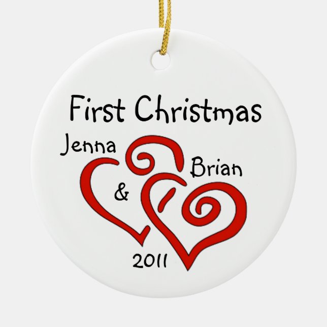 Personalisierter Coupons erste Weihnachtsdekoratio Keramikornament (Vorne)