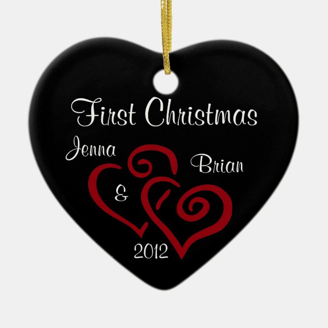 Personalisierter Coupons erste Weihnachtsdekoratio Keramikornament (Vorne)