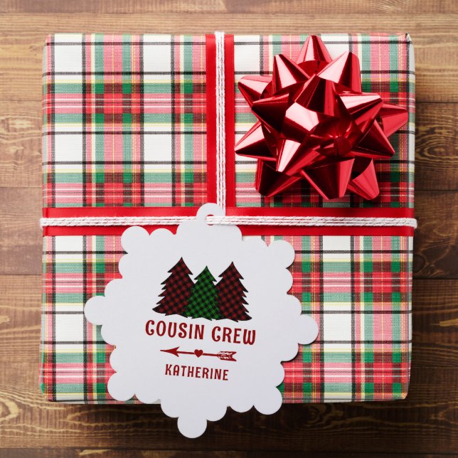 Personalisierter Cousin Crew Karierte Weihnachtsbä Ornament Karte (Insitu (Geschenk))