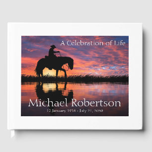 Personalisierter Cowboy auf Pferdefeier Gästebuch