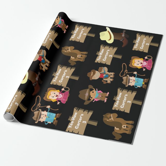 Personalisierter Cowboy oder Cowgirl zum Geburtsta Geschenkpapier (Ungerollt)