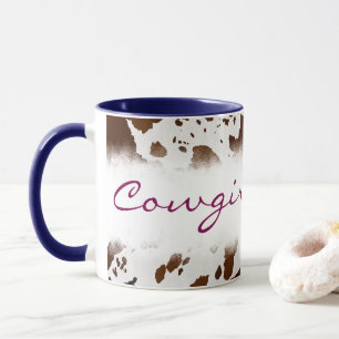 Personalisierter Cowgirl-Rinderleder-Muster-Becher Tasse
