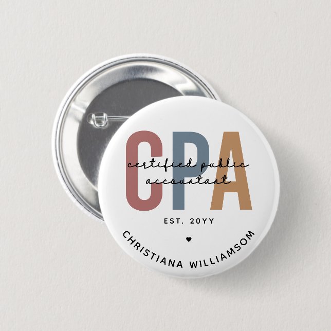 Personalisierter CPA-zertifizierter öffentlicher W Button (Vorne & Hinten)