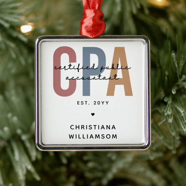 Personalisierter CPA-zertifizierter öffentlicher W Ornament Aus Metall (Baum)