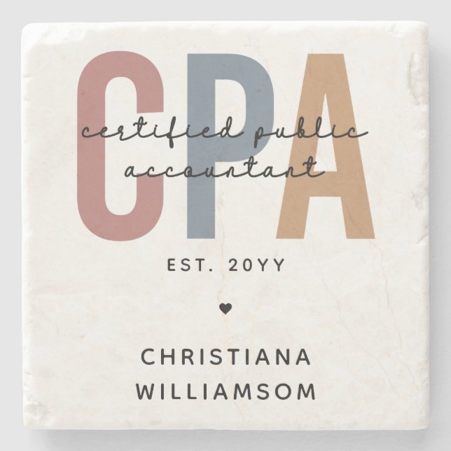 Personalisierter CPA-zertifizierter öffentlicher W Steinuntersetzer (Vorderseite)