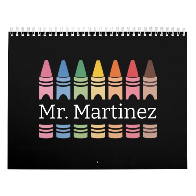 Personalisierter Crayon Lehrer Name Niedlich Back  Kalender (Titelbild)