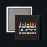 Personalisierter Crayon Lehrer Name Niedlich Back  Magnet<br><div class="desc">Personalisierter Crayon Lehrername Niedlich zurück zur Schule</div>