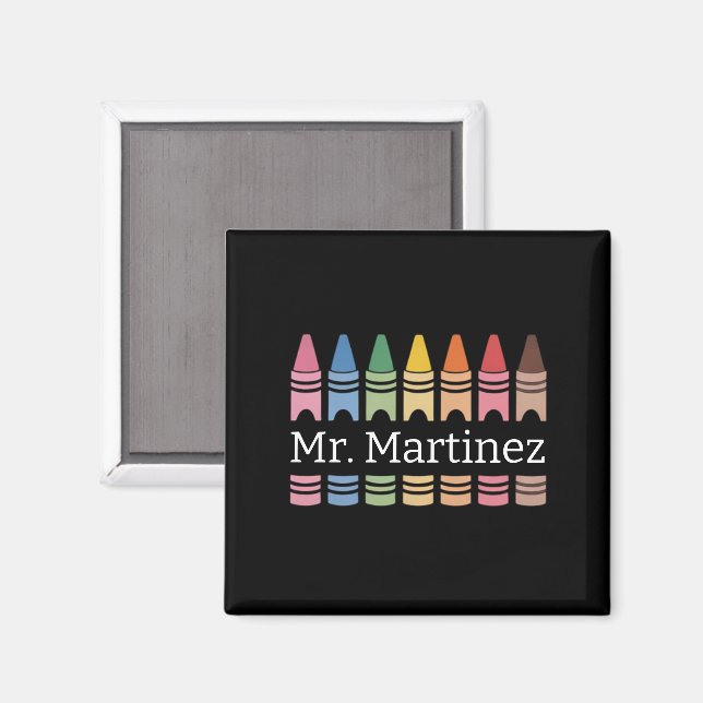 Personalisierter Crayon Lehrer Name Niedlich Back  Magnet (Vorderseite/Rückseite)