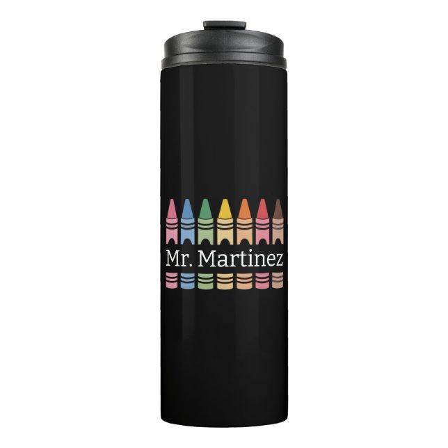 Personalisierter Crayon Lehrer Name Niedlich Back  Thermosbecher (Vorderseite)